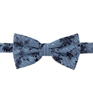 Men's Light Blue Denim Floral Bow Tie